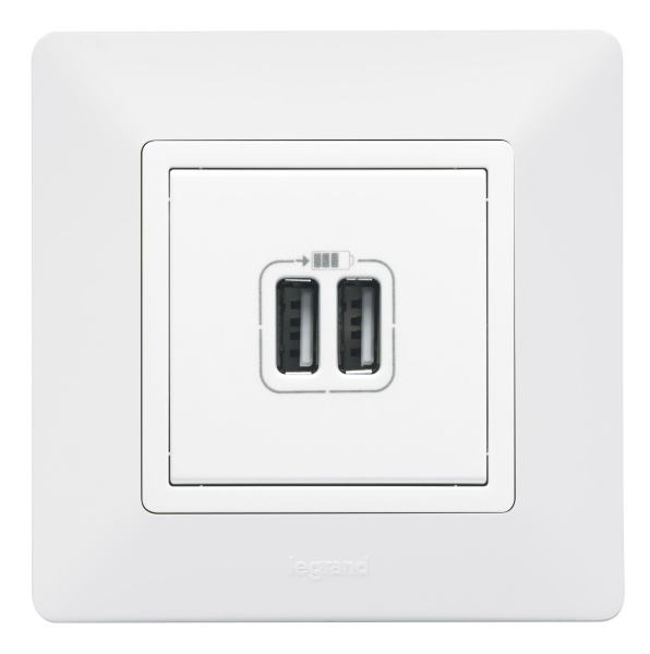 Купить Legrand Valena LIFE DIY Бел Розетка 2-ая USB 240В/5В 1500мА 753412