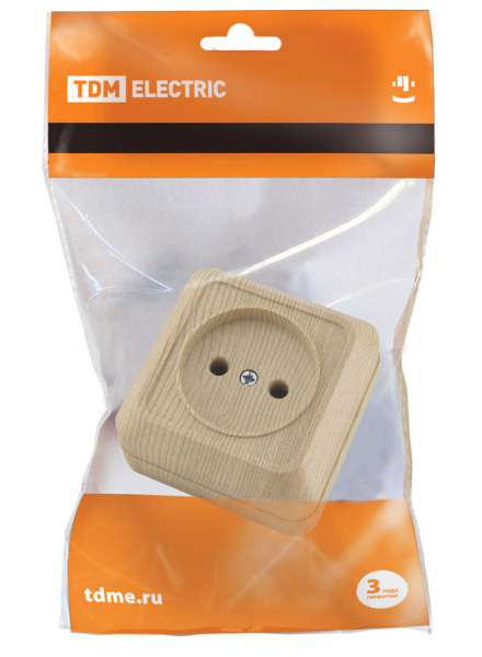 Купить TDM Розетка 2П открытой установки IP20 10А, сосна "Ладога" SQ1801-0049