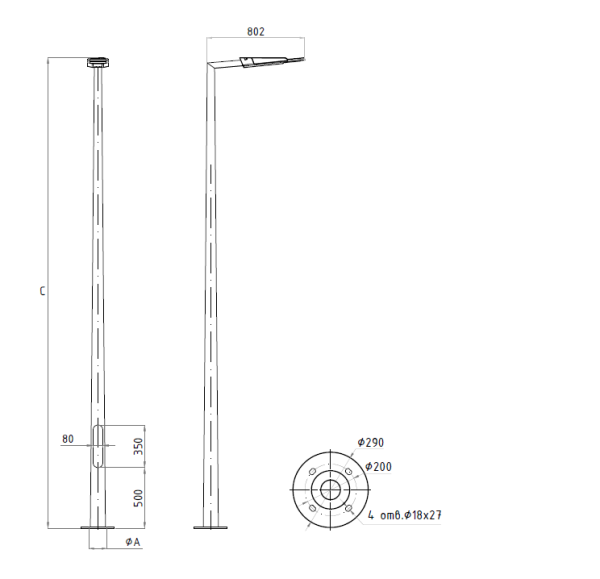 Купить GALAXY LED 55W DW 827 RAL9006 POLE 6M (в комплекте ЗДФ)