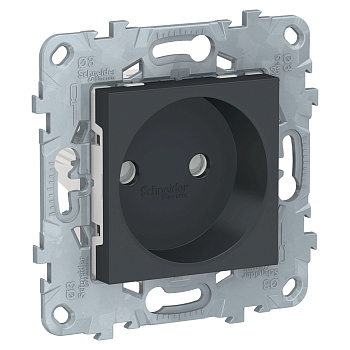 SE Unica New Антрацит Розетка б/з со шторками, винт. зажим, 16 А NU503354