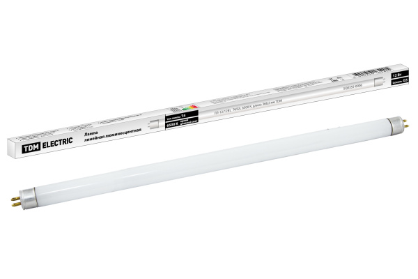 TDM Лампа люминесцентная линейная двухцокольная ЛЛ-12/12Вт, T4/G5, 6500 К, длина 368,2мм SQ0355-0006
