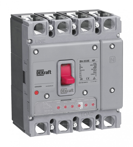 Dekraft Силовой автоматический выключатель с электрон. расц. 4P 100А 50кА ВА-333E