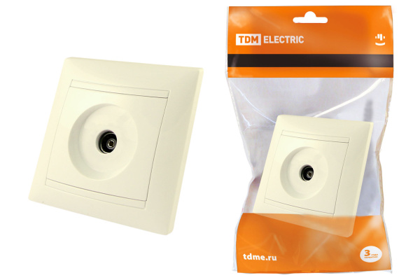 TDM Розетка телевизионная простая (0-2400МГц, "мама") сл. кость "Лама" SQ1815-0117