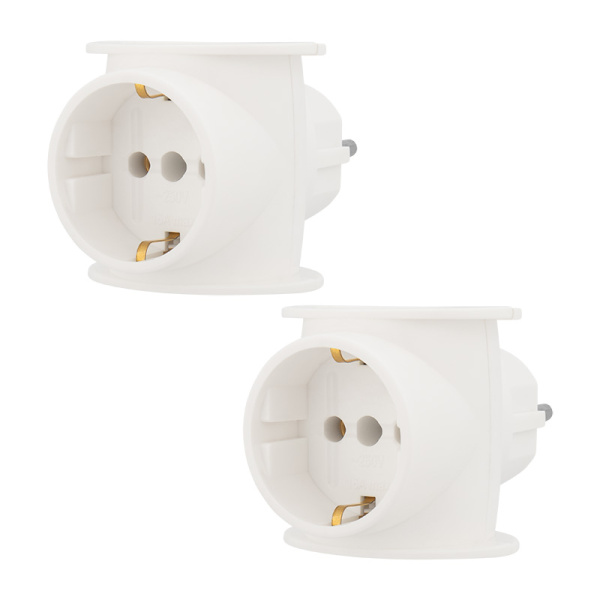 Набор тройников электрических универсальных 16 А одно гнездо с заземлением, белый (3Т) (2 шт. в уп.) Rexant 11-1080-2