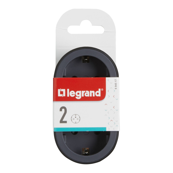 Купить Legrand Revolution Стандарт Черный Двойник 2х2К+З, вертикальные розетки 694517