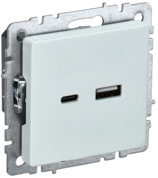 IEK BRITE BASE Жемчуг Розетка USB A+C 18Вт РЮ11-1-БрЖ