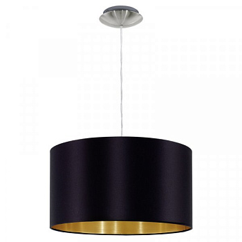 Eglo 31599 Подвес MASERLO, 1х60W (E27), Ø380, никель матовый/текстиль, черный, золотой
