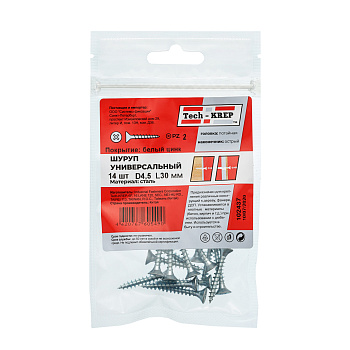 Tech-Krep Саморез ШУц 4,5х30 пот. гол. (14 шт) - пакет 102437