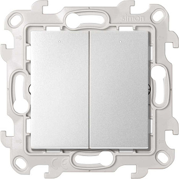 Simon 24 Алюминий Двухклавишный выключатель с подсветкой 10AX 250В~ 2450392-033