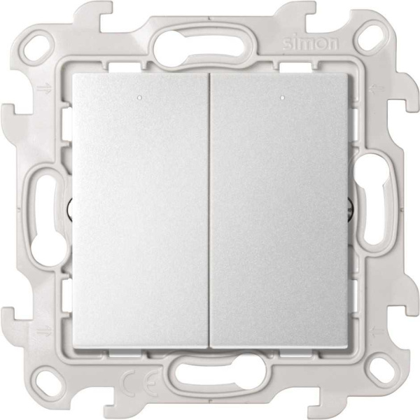 Simon 24 Алюминий Двухклавишный выключатель с подсветкой 10AX 250В~ 2450392-033