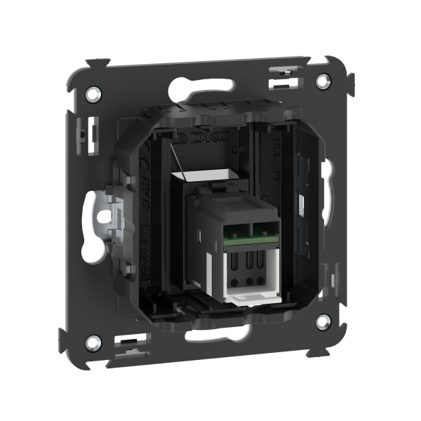 Купить DKC Компьютерная розетка RJ-45 в стену, кат.6А одинарная, "Avanti", "Черный матовый"
