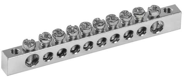 IEK Шина PEN "земля-ноль" 6х9мм 10/2 Ni (10групп/крепеж по краям)