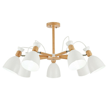 Evoluce SLE103802-07 Люстра потолочная Светлое дерево, Белый/Белый E27 7*60W