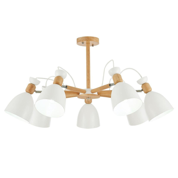 Evoluce SLE103802-07 Люстра потолочная Светлое дерево, Белый/Белый E27 7*60W