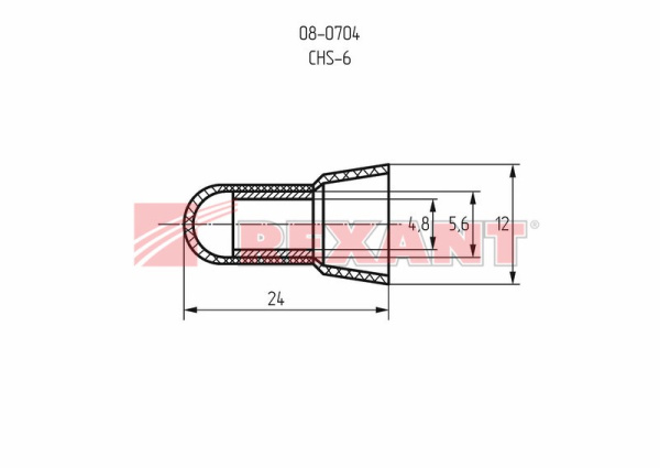Купить Концевая изолированная ЗАГЛУШКА ø4.8мм 8мм² (КИЗ-3) Rexant 08-0704