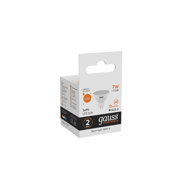 Купить Gauss Лампа Elementary MR16 7W 530lm 3000K GU5.3 LED 13517