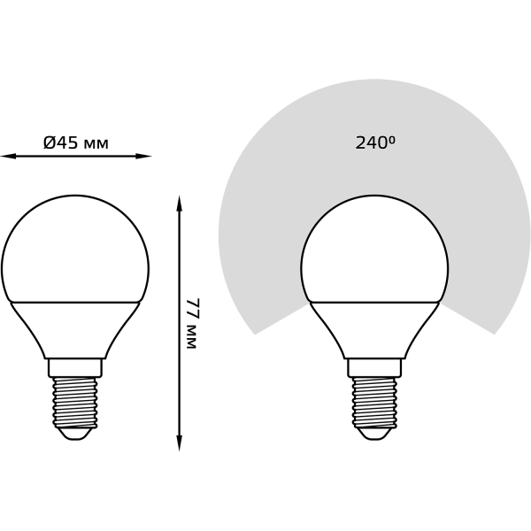 Купить Gauss Лампа Шар 9.5W 950lm 6500K E14 LED 1/10/50 105101310