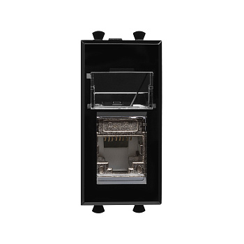 DKC Компьютерная розетка RJ-45 модульная, кат.5е экранированная, "Avanti","Черный квадрат", 1 модуль