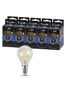 ЭРА F-LED P45-9w-840-E14 (филамент, шар, 9Вт, нейтр, E14)