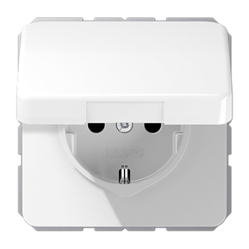 JUNG Белая Розетка с/з с крышкой, пруж. зажим CD1520BFKLWW
