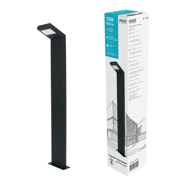 Купить Gauss Светильник садово-парковый LED Electra столб, 10W, 600Lm, 4000K, 134x137x780mm, 170-240V / 50Hz, IP54, GD111