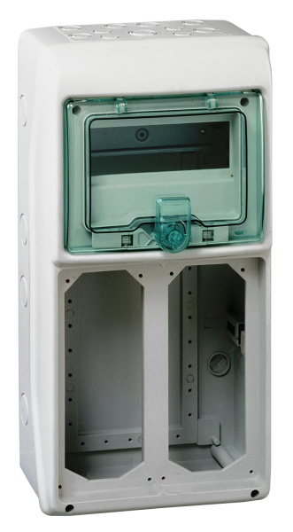 Купить SE Kaedra Серый Корпус навесной 1 ряд 8 модулей пластик 460x236x160мм IP65 c DIN-рейкой 13186