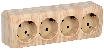 IEK GLORY РС24-3-ХС Розет. 4-ая с з/к о/у 16А GLORY сосна