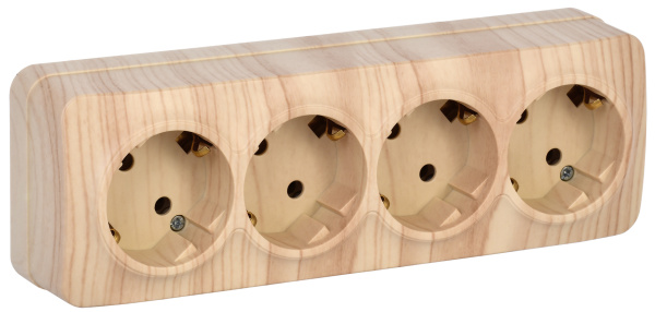 IEK GLORY РС24-3-ХС Розет. 4-ая с з/к о/у 16А GLORY сосна