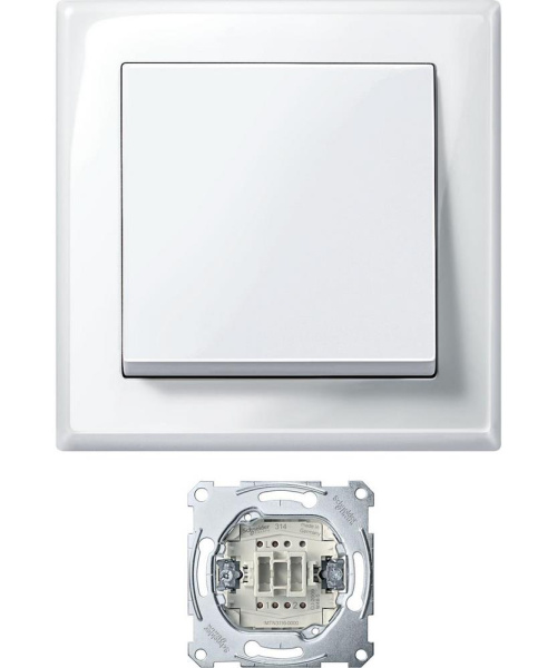 Купить SE Merten SM M-Smart Jumbo Бел Гигант Переключатель 1-клавишный, в сборе (161х161х32) MTN3341-1419