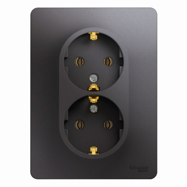 Systeme Electric Glossa Графит Розетка 2-ая с/з (в сборе)