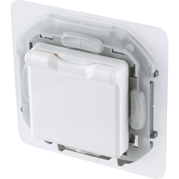 Купить Legrand INSPIRIA Белый Розетка 2К+З IP 44 с откидной крышкой и шторками - немецкий стандарт - 16 А - 250 В 673740