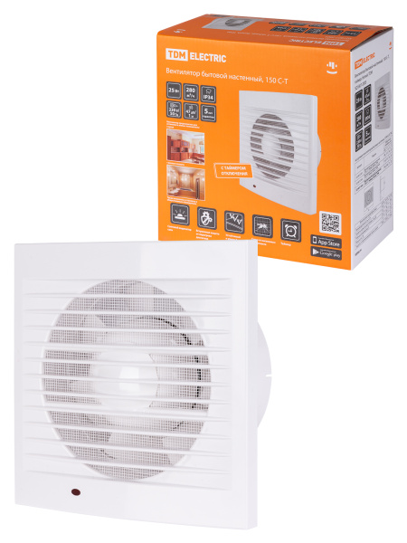 TDM Вентилятор бытовой настенный, 150 С-Т, таймер, белый, SQ1807-2003