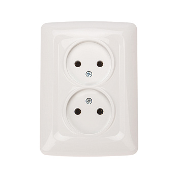 DEA Розетка 2-ая керамика б/з с/у 10А Бел KRANZ KR-78-0219