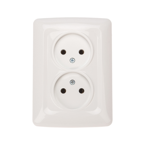 DEA Розетка 2-ая керамика б/з с/у 10А Бел KRANZ KR-78-0219