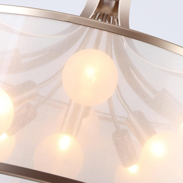 Купить Favourite подвесная люстра каркас цвета античное золото, плафоны из белой органзы 2551-9P