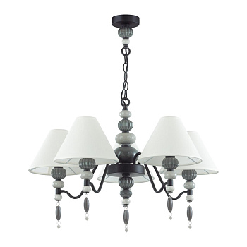 Odeon Light 4896/5 MODERN ODL_EX23 25 черный матов./серый/молочный металл/керамика/ткань Люстра E14 5*40W SOCHI