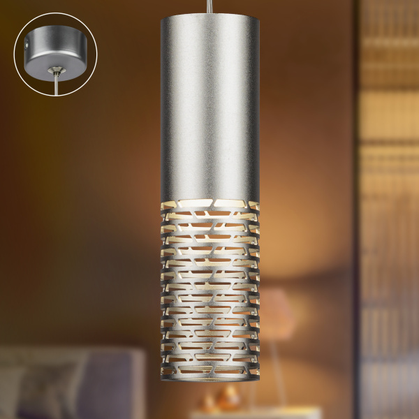 ЭРА Светильник подвесной (подвес) PL34 SL MR16 GU10 потолочный цилиндр серебро