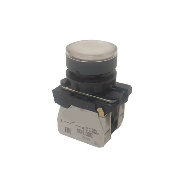 КЭАЗ Кнопка КМЕ4622мЛ-24В-белый-2но+2нз-цилиндр-индикатор-IP65