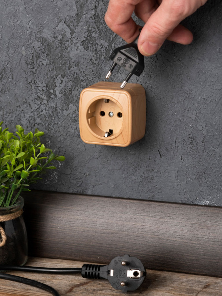 Купить EKF Basic Минск Светлое дерево Розетка с /з, 16А, ОП