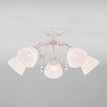 Eurosvet Потолочная люстра с плафонами 30156/5 белый с золотом a044838