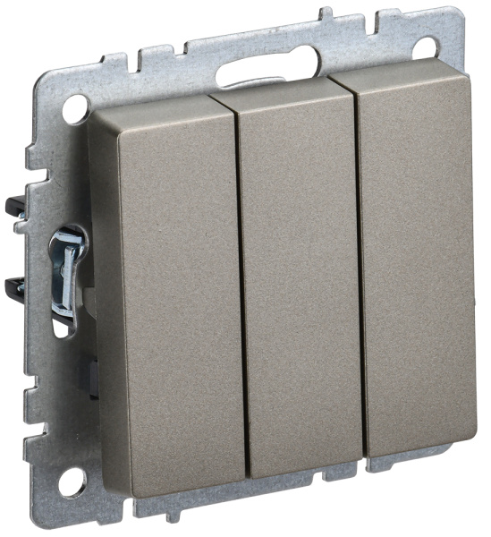 IEK BRITE BASE Шампань Выключатель 3-кл 10А ВС10-3-0-БрШ