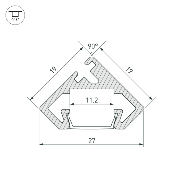 Купить Arlight Профиль PDS45-GL-2000 ANOD (Алюминий) 021647