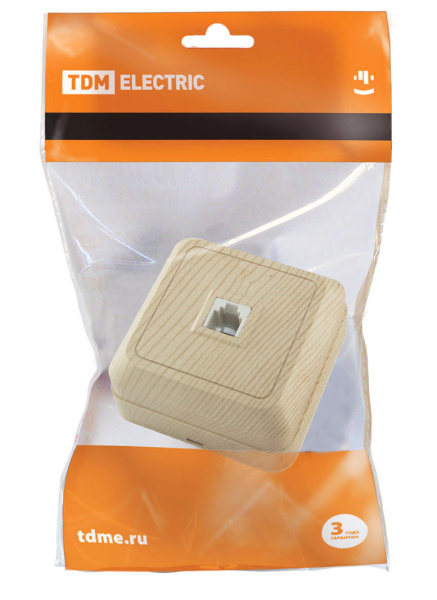 Купить TDM Розетка TФ (RJ-11) открытой установки IP20, сосна "Ладога" SQ1801-0057