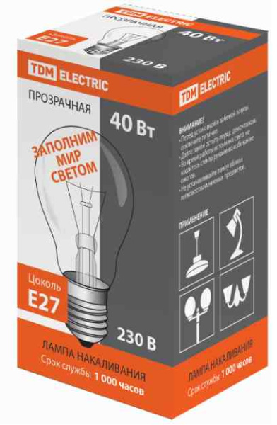 Купить TDM Лампа накаливания общего назначения  Б95 Вт-230 В-Е27 SQ0332-0038