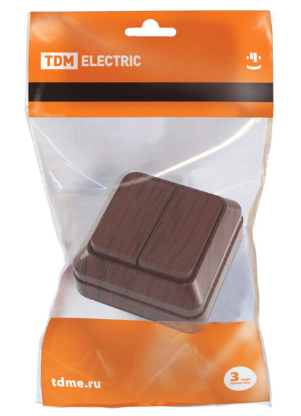 Купить TDM Выключатель 2-кл. открытой установки IP20 10А, бук "Ладога" SQ1801-0028