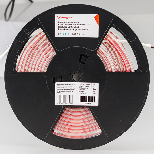 Купить Arlight Светодиодная лента герметичная RTW-PS-A160-10mm 24V Warm2700 (12 W/m, IP67, 2835, 5m) (высок.эфф.150 лм/Вт) 024545(2)