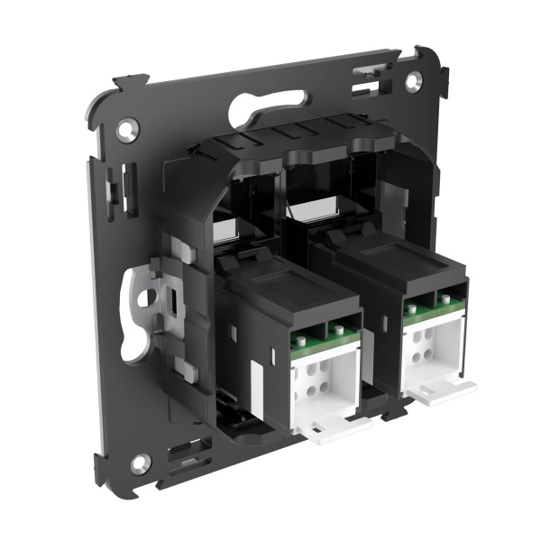Купить DKC Компьютерная розетка RJ-45 в стену, кат.5e двойная, "Avanti", "Черный квадрат"