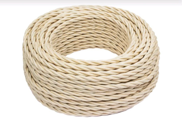 BIRONI Песочное золото матовый Витой провод 2*0,75 20м B1-422-719-20