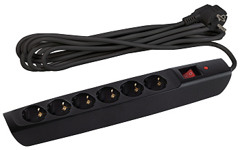 ЭРА Сетевой фильтр SFX-6es-4m-B с надежной защитой с заземлением с выключателем 6 розеток 4м 10А черный