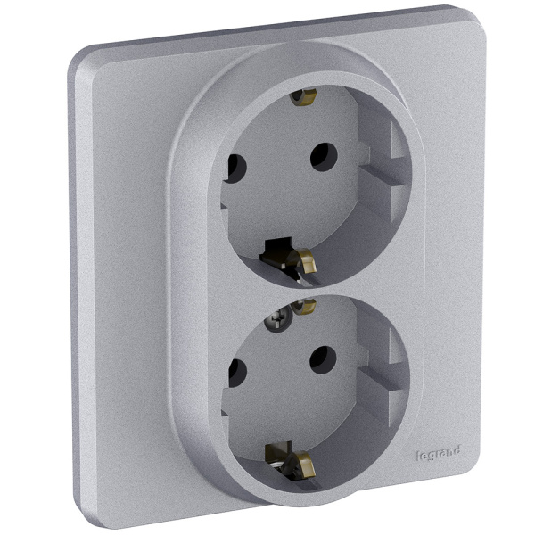 Купить Legrand INSPIRIA Алюминий Розетка 2 x 2К+З - немецкий стандарт - 16 А - 250 В 673752